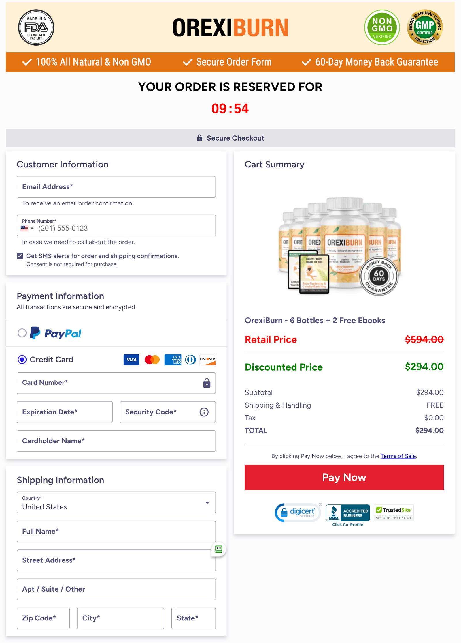 OrexiBurn Official Website Secure Order Page